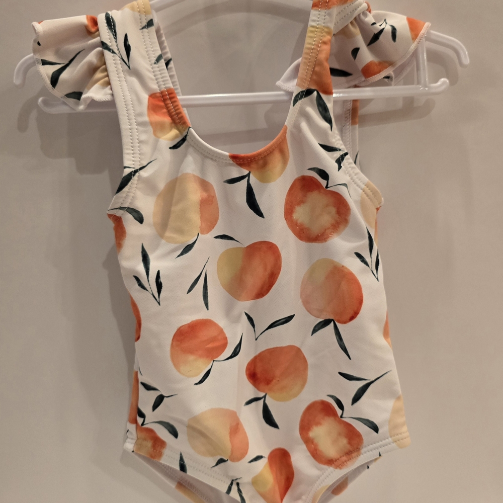 Peach Print Ruffle Swimsuit